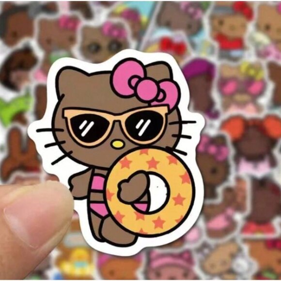 SANRIO Hello Kitty (Brown Skin) Cartoon Stickers (20 pc) SUPER CUTE! - Picture 1 of 8